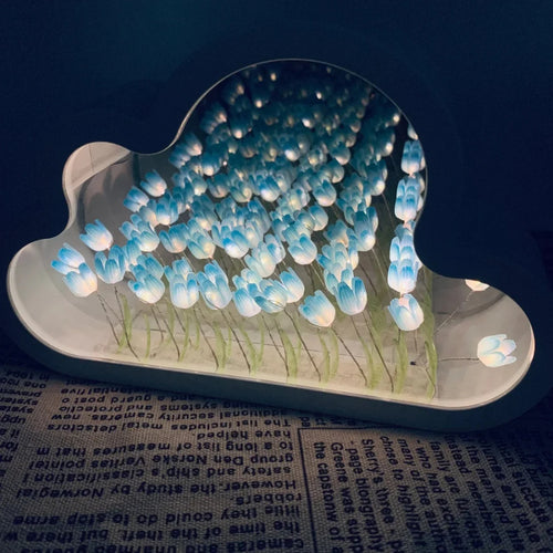 Infinity Cloud Mirror With Tulip Accents Light
